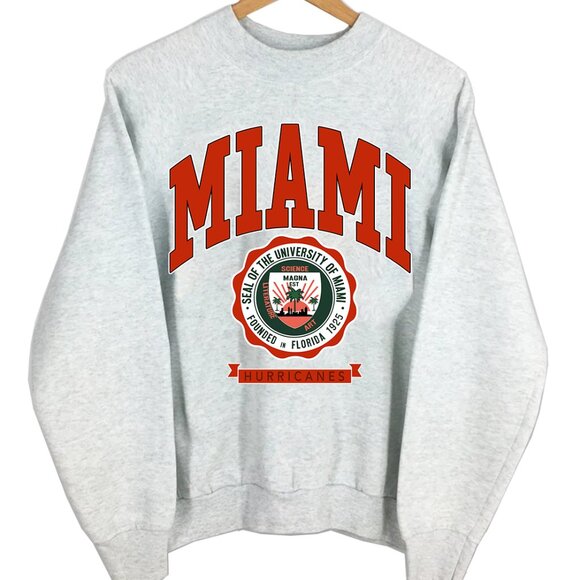 University Of Miami Sweatshirt Miami Hurricanes Sweatshirt Hurricanes Shirt - Picture 1 of 2
